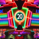 A neon-bedecked movie box office